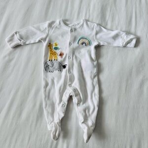 Embroidered Animal White Onesie